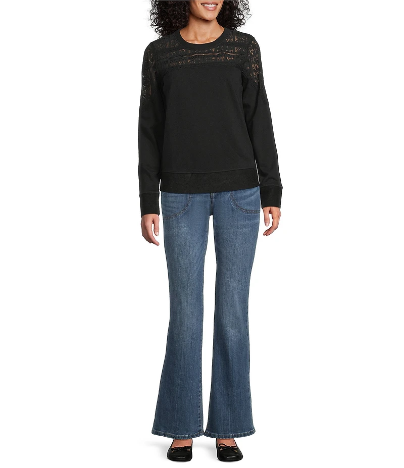 Nurture Mixed Media Lace Crew Neck Long Sleeve Top