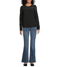 Nurture Mixed Media Lace Crew Neck Long Sleeve Top