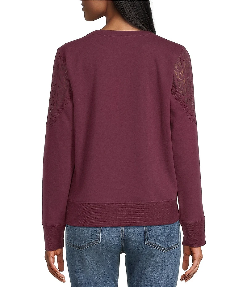 Nurture Mixed Media Lace Crew Neck Long Sleeve Top