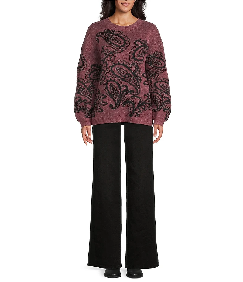 Nurture Paisley Pattern Long Sleeve Crew Neck Sweater