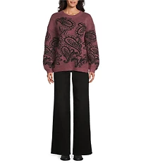 Nurture Paisley Pattern Long Sleeve Crew Neck Sweater