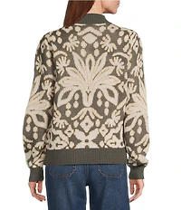 Nurture Patterned Mock Neck Long Sleeve Sweater