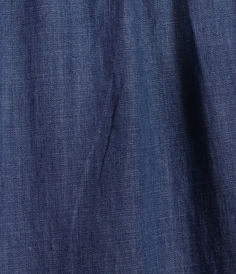 Nurture Petite Size Denim 3/4 Sleeve Smocked Yoke Top