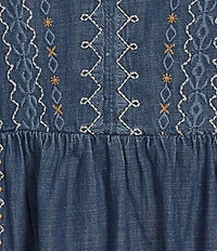 Nurture Petite Lyocell Embroidered V-Neck Elbow Sleeve A-Line Dress