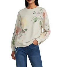 Nurture Petite Floral Print Long Sleeve Crew Neck Knit Pullover