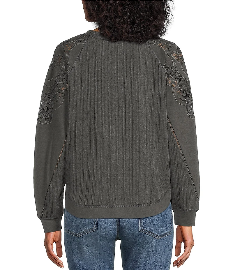 Nurture Petite Mixed Media Crew Neck Long Sleeve Top
