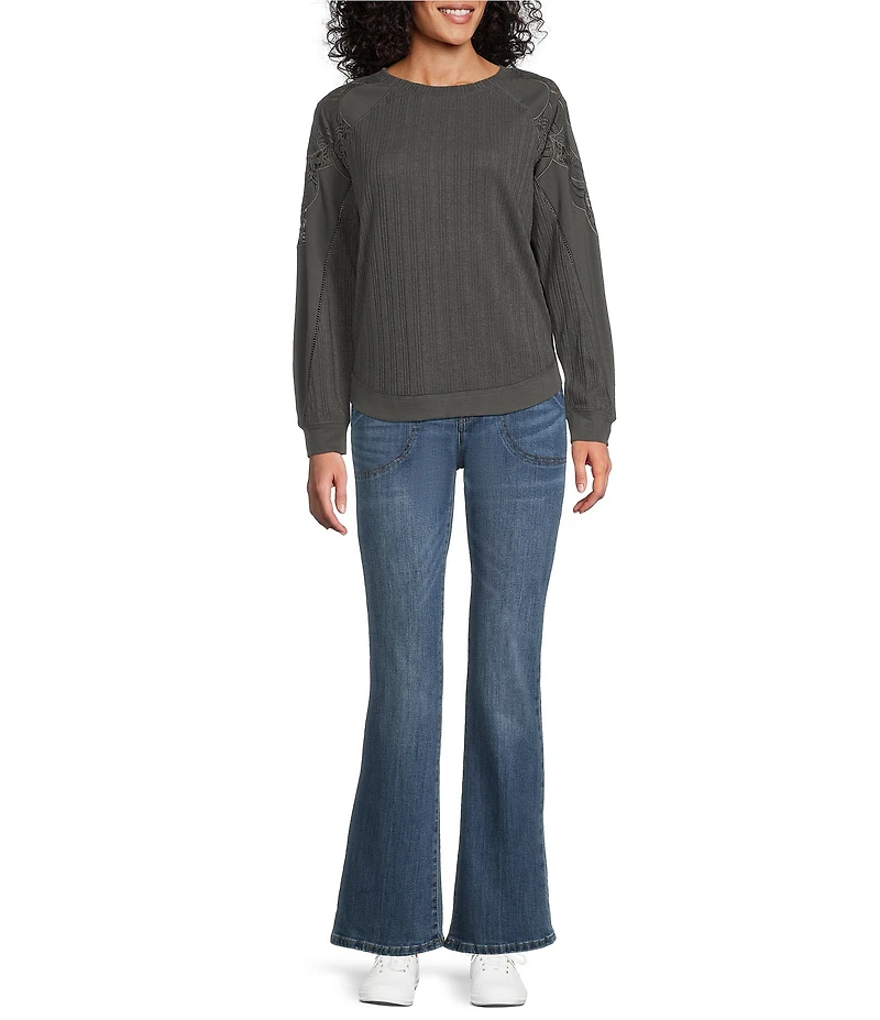 Nurture Petite Mixed Media Crew Neck Long Sleeve Top