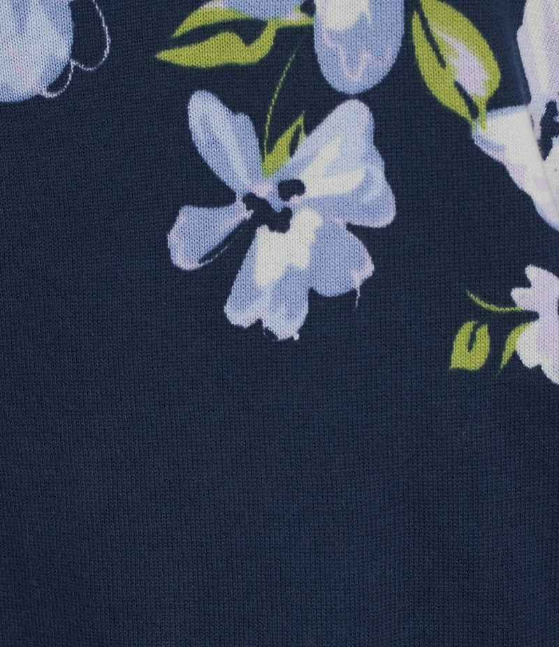 Nurture Petite Navy Floral Printed Long Sleeve V-Neck Sweater