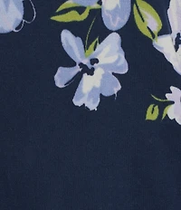 Nurture Petite Navy Floral Printed Long Sleeve V-Neck Sweater