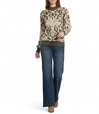 Nurture Petite Patterned Mock Neck Long Sleeve Sweater