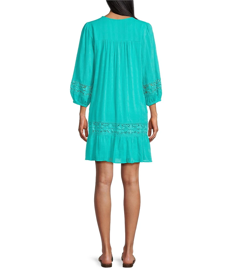 Nurture Petite Size 3/4 Sleeve Notch Neck Short Dress