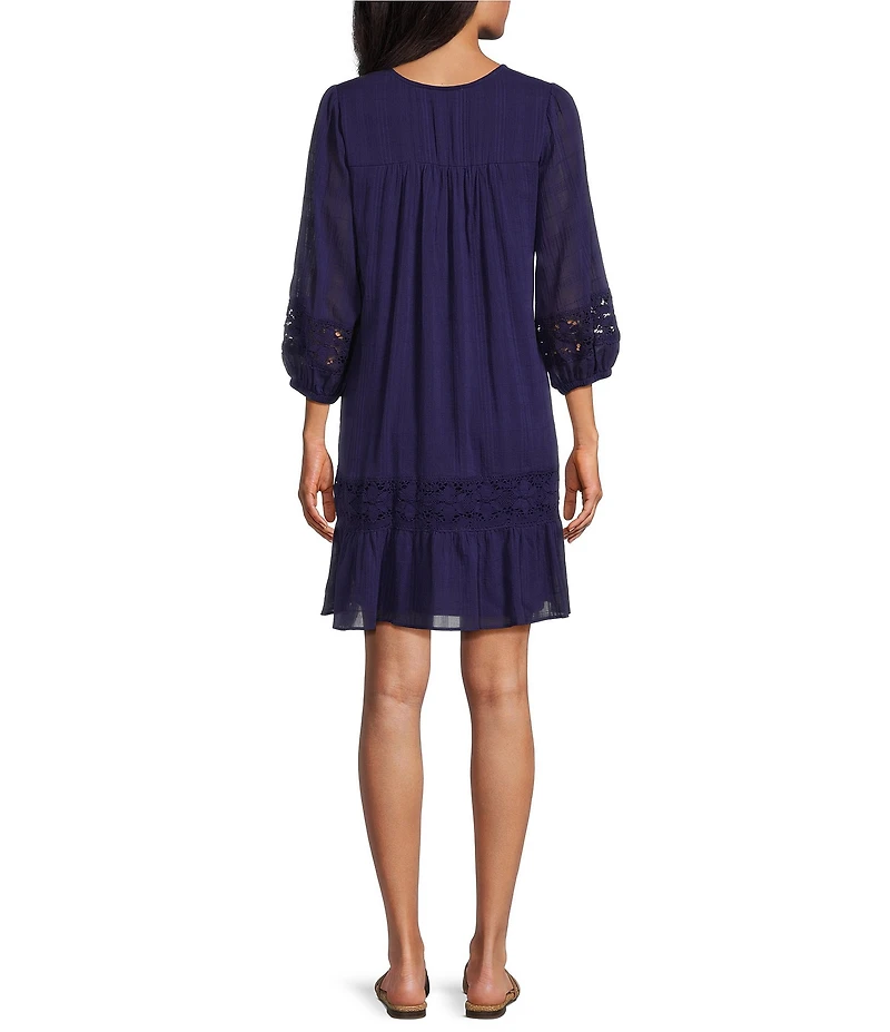 Nurture Petite Size 3/4 Sleeve Notch Neck Short Dress