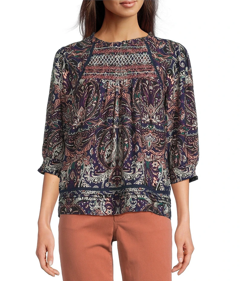 Nurture Petite Size Elbow Sleeve Crew Neck Top