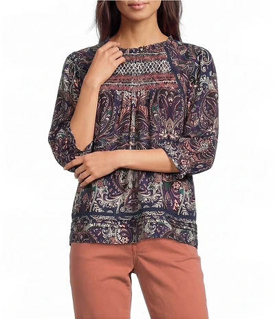 Nurture Petite Size Elbow Sleeve Crew Neck Top