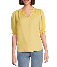 Nurture Petite Size Elbow Sleeve V-Neck Top