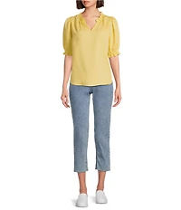 Nurture Petite Size Elbow Sleeve V-Neck Top