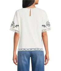 Nurture Petite Size Embroidered Drop Shoulder Knit Top