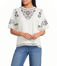 Nurture Petite Size Embroidered Drop Shoulder Knit Top