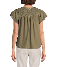 Nurture Petite Size Flutter Sleeve V-Neck Top