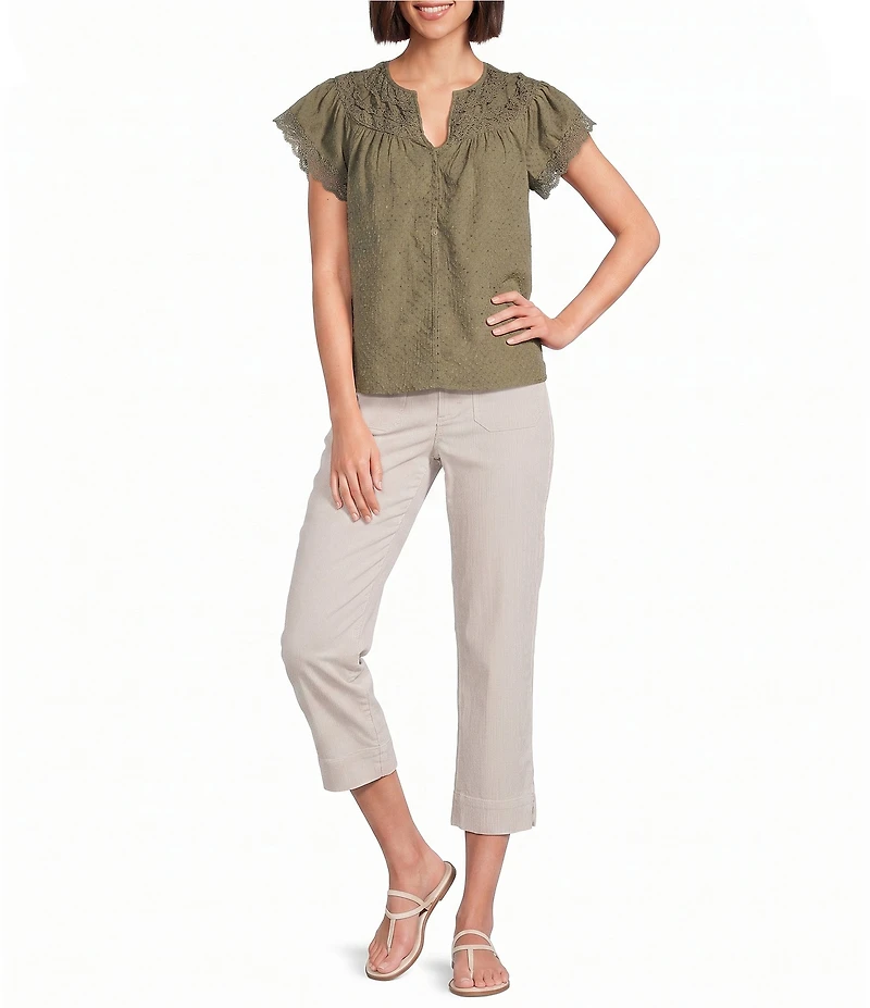 Nurture Petite Size Flutter Sleeve V-Neck Top