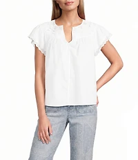 Nurture Petite Size Flutter Sleeve V-Neck Top