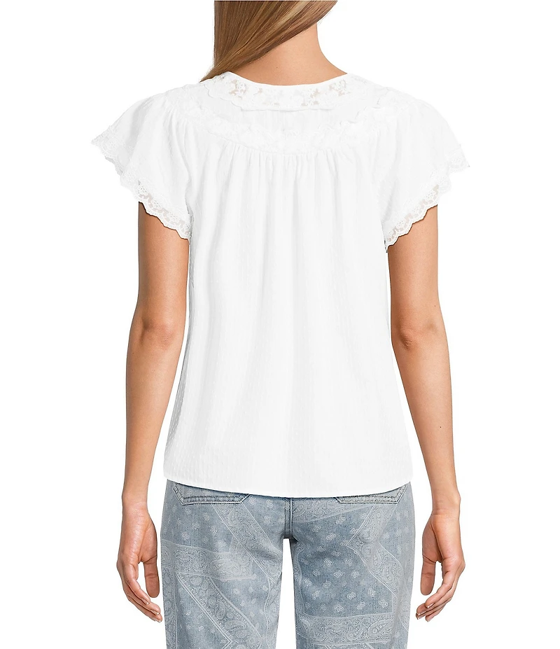 Nurture Petite Size Flutter Sleeve V-Neck Top