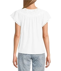 Nurture Petite Size Flutter Sleeve V-Neck Top