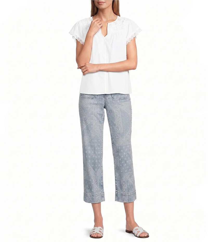 Nurture Petite Size Flutter Sleeve V-Neck Top