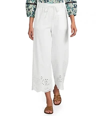 Nurture Petite Size High Rise Embroidered Pull-On Wide Leg Crop Pants