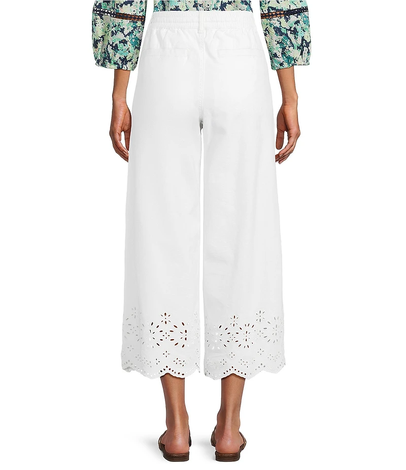 Nurture Petite Size High Rise Embroidered Pull-On Wide Leg Crop Pants