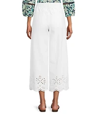 Nurture Petite Size High Rise Embroidered Pull-On Wide Leg Crop Pants