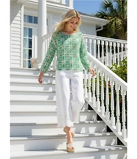 Nurture Petite Size High Rise Embroidered Pull-On Wide Leg Crop Pants