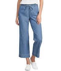 Nurture Petite Size Jacquard Dot High Rise Pull On Wide Leg Crop Pants