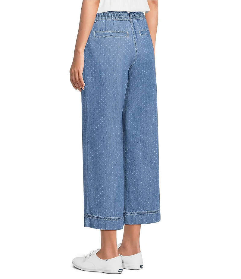 Nurture Petite Size Jacquard Dot High Rise Pull On Wide Leg Crop Pants