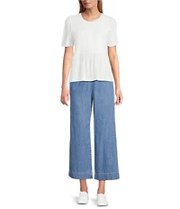 Nurture Petite Size Jacquard Dot High Rise Pull On Wide Leg Crop Pants