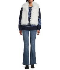 Nurture Petite Size Leaf Pattern Long Sleeve Crew Neck Sweater