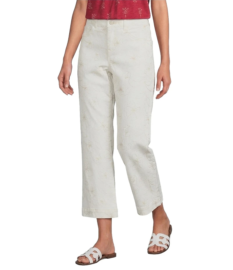 Nurture Petite Size Mid Rise Embroidered Demi Boot Crop Pants