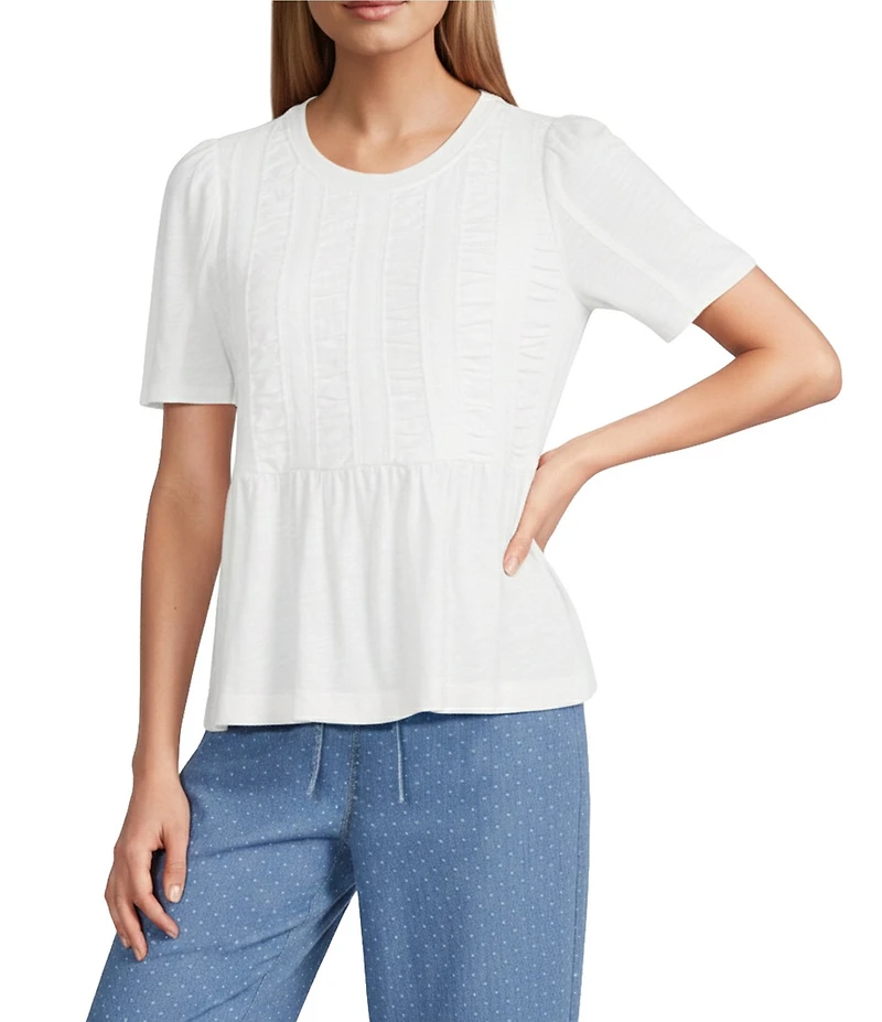 Nurture Petite Size Ruched Short Sleeve Crew Neck Top