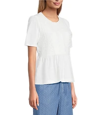 Nurture Petite Size Ruched Short Sleeve Crew Neck Top