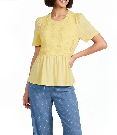 Nurture Petite Size Ruched Short Sleeve Crew Neck Top