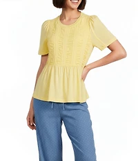 Nurture Petite Size Ruched Short Sleeve Crew Neck Top