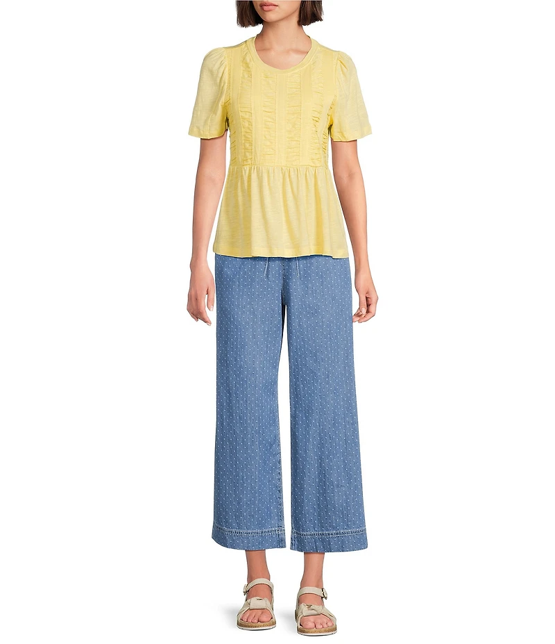 Nurture Petite Size Ruched Short Sleeve Crew Neck Top