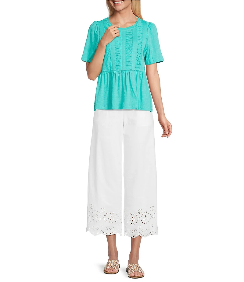 Nurture Petite Size Ruched Short Sleeve Crew Neck Top