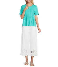 Nurture Petite Size Ruched Short Sleeve Crew Neck Top