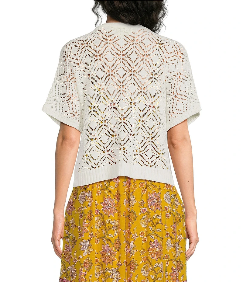 Nurture Petite Size Short Dolman Sleeve Crochet Open Cardigan