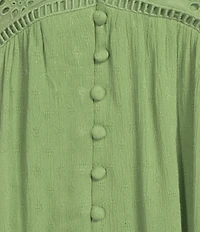 Nurture Petite Size Short Sleeve Button Front V-Neck Top