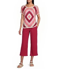 Nurture Petite Size Short Sleeve Crochet Pullover