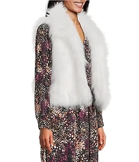 Nurture Petite Size Sleeveless Faux Fur Snap Close Collared Vest