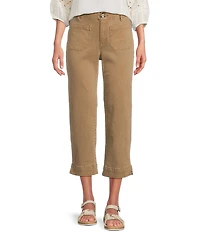 Nurture Petite Size Slub Stretch Denim High Rise Cropped Straight Leg Pants