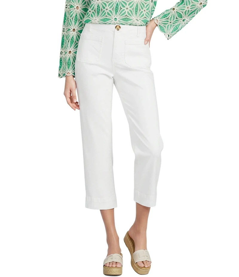 Nurture Petite Size Slub Stretch Denim High Rise Cropped Straight Leg Pants